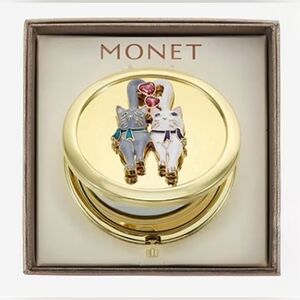 🆕 MONEY Cats Embellished Gold Compact Mirror